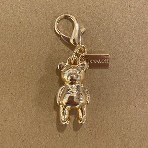Coach Gold Teddy Bear Bag Charm with Lobster Clasp